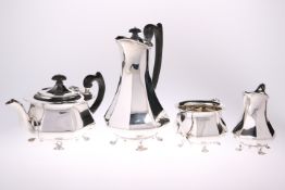 AN ART NOUVEAU SILVER MATCHED FOUR-PIECE TEA SET, by Sibray Hall & Co Ltd (Charles Clement