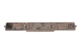A GOLDING JOBBER PRINTING PRESS PLATE, DATED 1899. 33cm long