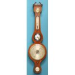 A 19TH CENTURY STRING-INLAID MAHOGANY WHEEL BAROMETER