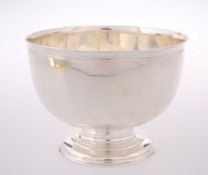 A SMALL GEORGE II SILVER BOWL, London 1748, maker's mark indistinct, of plain circular form with