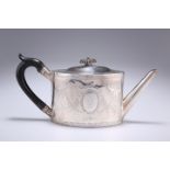 A GEORGE III SILVER TEAPOT, by William Vincent, London 1786, oval, with bright-cut decoration,