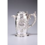 A VICTORIAN SILVER CHASED FLAGON, by Richard Martin & Ebenezer Hall, London 1883, of large