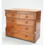 A VICTORIAN MAHOGANY CHEST OF DRAWERS, with two short over three long graduated drawers.