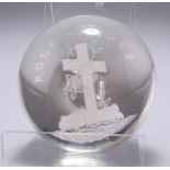 A 19TH CENTURY 'ROCK OF AGES' SULPHIDE PAPERWEIGHT. 7.5cm diameter