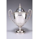 A GEORGE III SILVER TWIN HANDLED PEDESTAL CUP, possibly by William Hall, London 1803, of large