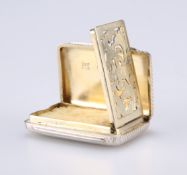 A VICTORIAN SILVER VINAIGRETTE, by William Wright & Frederick Davies, London 1867, of rectangular