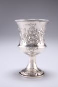 A CHASED VICTORIAN GOBLET, by William Robert Smily, London 1856, the flared goblet with acanthus and