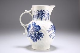 A LARGE WORCESTER CABBAGE-LEAF MASK JUG, C.1775