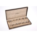 A SET OF TWELVE DUTCH SILVER TEASPOONS, by Begeer Van Kempen, 1930's,  cased. 4.6 troy ounces