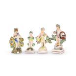 A GROUP OF FOUR PEARLWARE FIGURAL TABLE ORNAMENTS, c. 1800