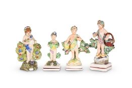 A GROUP OF FOUR PEARLWARE FIGURAL TABLE ORNAMENTS, c. 1800