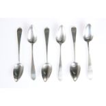 A SET OF SIX EARLY 19TH CENTURY SCOTTISH PROVINCIAL SILVER TEASPOONS, by Thomas Davie, Greenock,