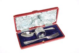 AN EDWARDIAN SILVER CHRISTENING SET, by Joseph Ridge, Sheffield 1904, comprising knife, spoon and