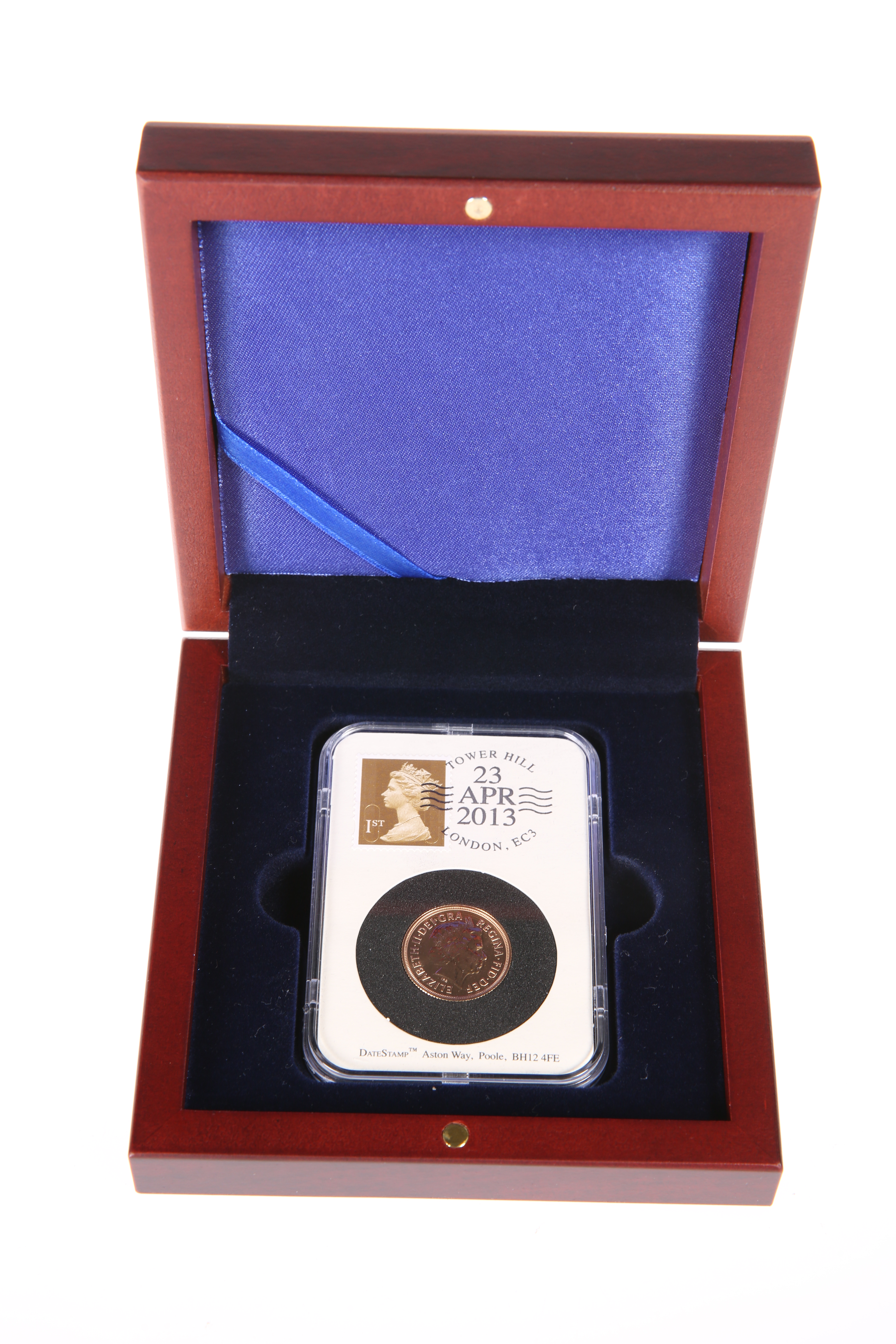 A 2013 ST GEORGE'S DAY FULL SOVEREIGN, in DateStamp capsule dated 23 Apr 2013, in wooden - Image 2 of 2