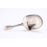 A GEORGE III SILVER CADDY SCOOP, by Cocks & Bettridge, Birmingham 1814, the scoop bowl with