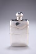 AN EDWARDIAN SILVER HIP FLASK WITH REMOVABLE CUP, by Finnigans Ltd, London 1910, with twist domed