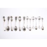 A SUITE OF SIX VICTORIAN SILVER TEASPOONS, by John Henry Williamson, London 1880, with scallop shell