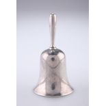 A TIFFANY & CO SILVER SMALL BELL, of typical form with trumpet bell, with handle and clapper,