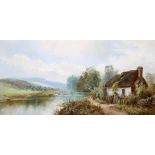 *** CRUICKSHANK, THATCHED COTTAGES BY A RIVER, A PAIR