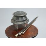 ~ A GROUP OF THREE ANTIQUE WHITE-METAL HANDLED CANES, one inscribed 'STATE OF BRUNEI POLICE';