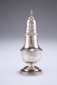 A SILVER SUGAR CASTER, by Barker Ellis Silver Co, Birmingham 1965, baluster form with urn finial.