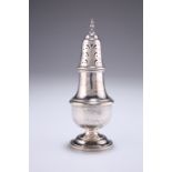 A SILVER SUGAR CASTER, by Barker Ellis Silver Co, Birmingham 1965, baluster form with urn finial.