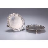A PAIR OF GEORGE II SILVER WAITERS, by Samuel Courtauld, London 1751, each with pie crust edge,