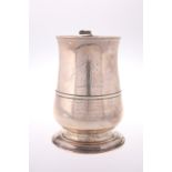 A GEORGE III SILVER TANKARD, OF CRICKETING INTEREST, makers marks rubbed, London 1785, of large