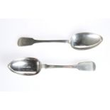 A PAIR OF WILLIAM IV SILVER TABLE SPOONS, by James Barber & William North, York 1836, lacking town