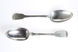 A PAIR OF WILLIAM IV SILVER TABLE SPOONS, by James Barber & William North, York 1836, lacking town