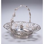 A GEORGIAN SILVER SWEETMEAT BASKET, marks rubbed, the open basket with trailing vine leaves and