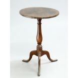 A SMALL GEORGE III OAK TRIPOD TABLE, 18TH CENTURY, the circular top raised on a baluster stem