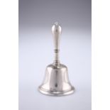 A CONTINENTAL SILVER BELL, 18TH CENTURY, marks rubbed, with knopped handle and trumpet bell with