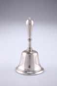 A CONTINENTAL SILVER BELL, 18TH CENTURY, marks rubbed, with knopped handle and trumpet bell with