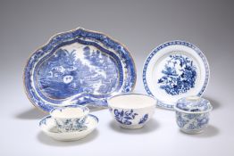 A CAUGHLEY DESSERT DISH, CIRCA 1785-90, of shaped kidney-form, blue printed with the Full Nankin