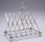 AN UNUSUAL VICTORIAN SILVER TOAST RACK, by Hunt and Roskell, London 1867, six section toast rack