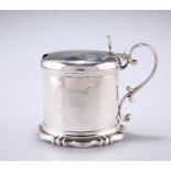 A VICTORIAN SILVER PLAIN MUSTARD POT, by George Fox, London 1861, of cylindrical form with hinged