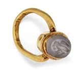 A GOLD INTAGLIO RING, POSSIBLY MEDIEVAL,