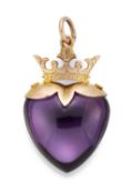 A VICTORIAN AMETHYST HEART PENDANT