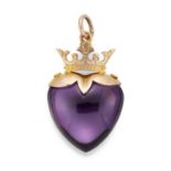 A VICTORIAN AMETHYST HEART PENDANT