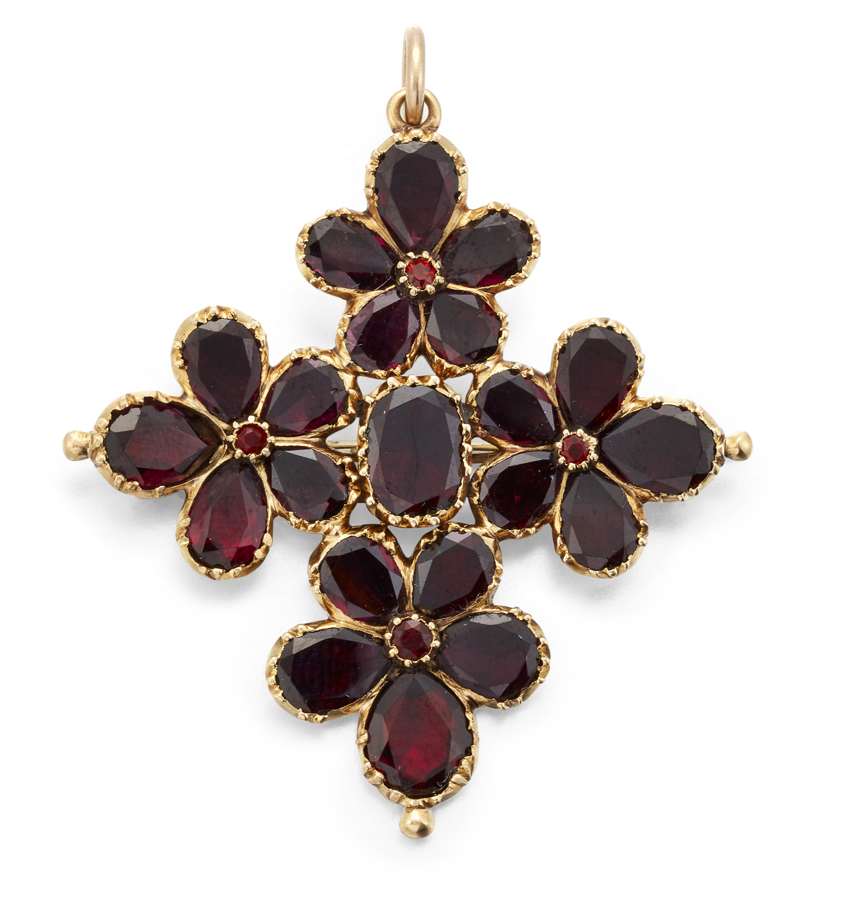 AN EARLY 19TH CENTURY GARNET PENDANT,