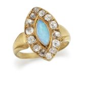 AN OPAL AND DIAMOND RING,