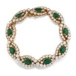 AN 18CT EMERALD AND DIAMOND BRACELET,