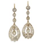 A PAIR OF DIAMOND PENDANT EARRINGS,