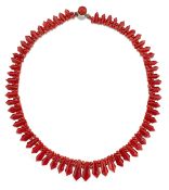 A CORAL FRINGE NECKLACE,