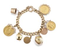 AN 18CT CHARM BRACELET,