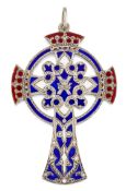 A SCOTTISH SILVER AND ENAMEL CROSS PENDANT,