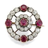 A 19TH CENTURY RUBY AND DIAMOND BROOCH,