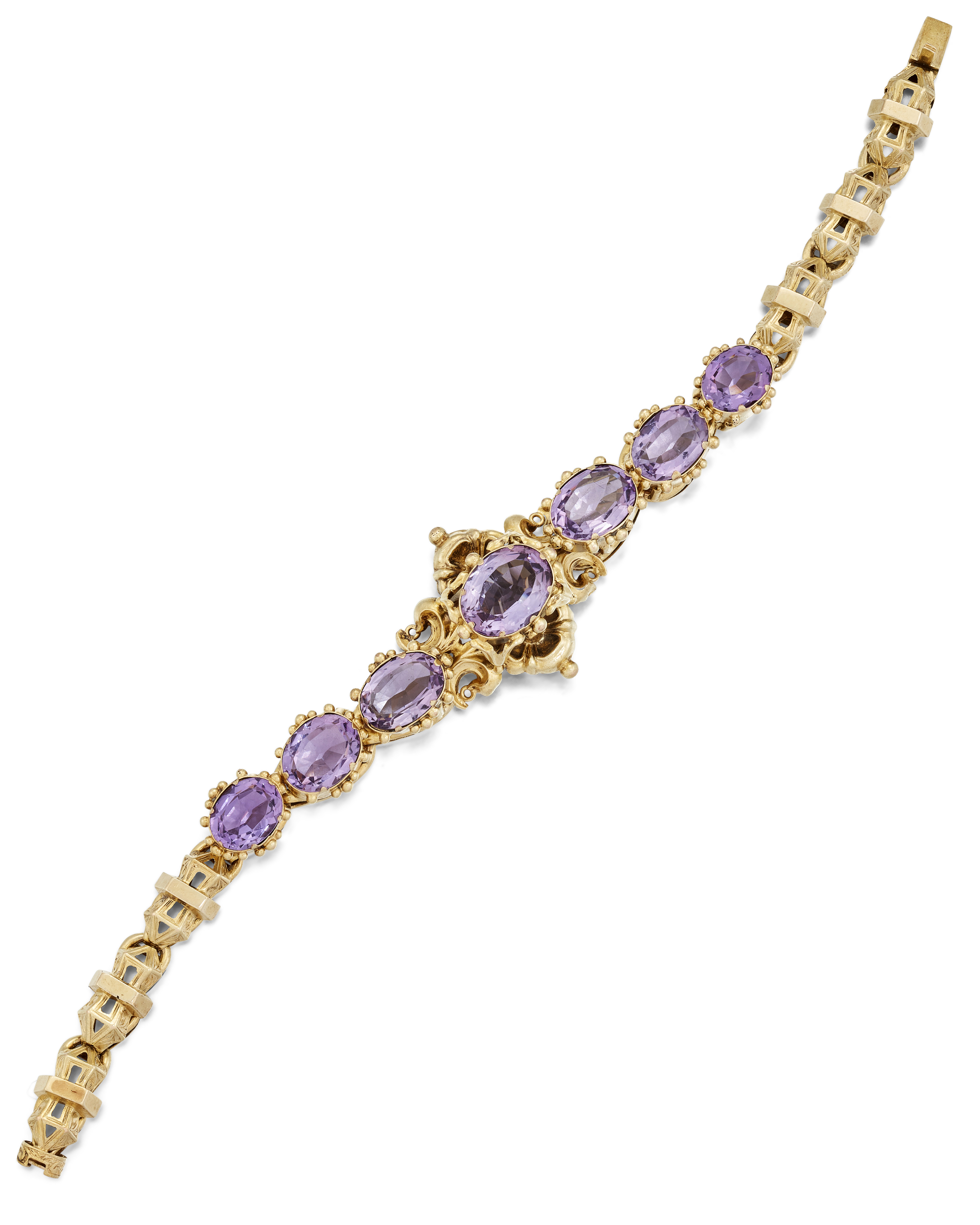 A VICTORIAN AMETHYST BRACELET,