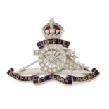 A DIAMOND AND ENAMEL ROYAL ARTILLERY SWEETHEART BROOCH